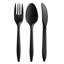 Ensemble de couverts 1000 jetables noir, 334 fourchettes en plastique, 333 cuillères en plastique, 333 couteaux en plastique, poids moyen sans BPA 