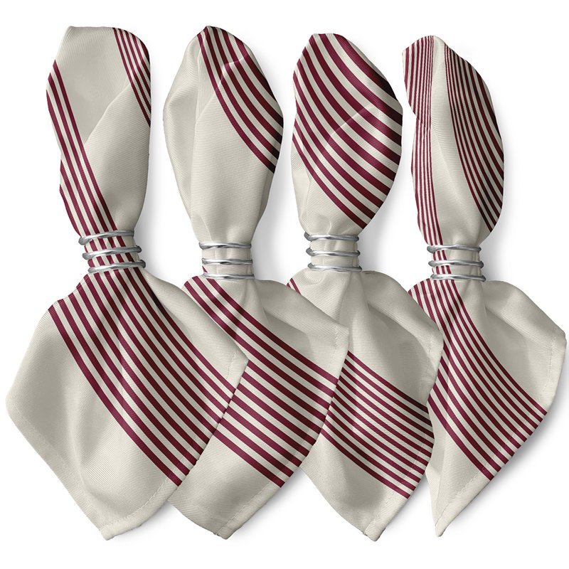 Verlene Polyester Striped Square Napkin, Red
