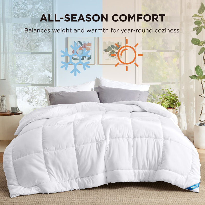 Bedsure Oversized King Color Block Quilted Duvet Insert – White, Down Alternative, All-Season, White, Oversized King Quilt