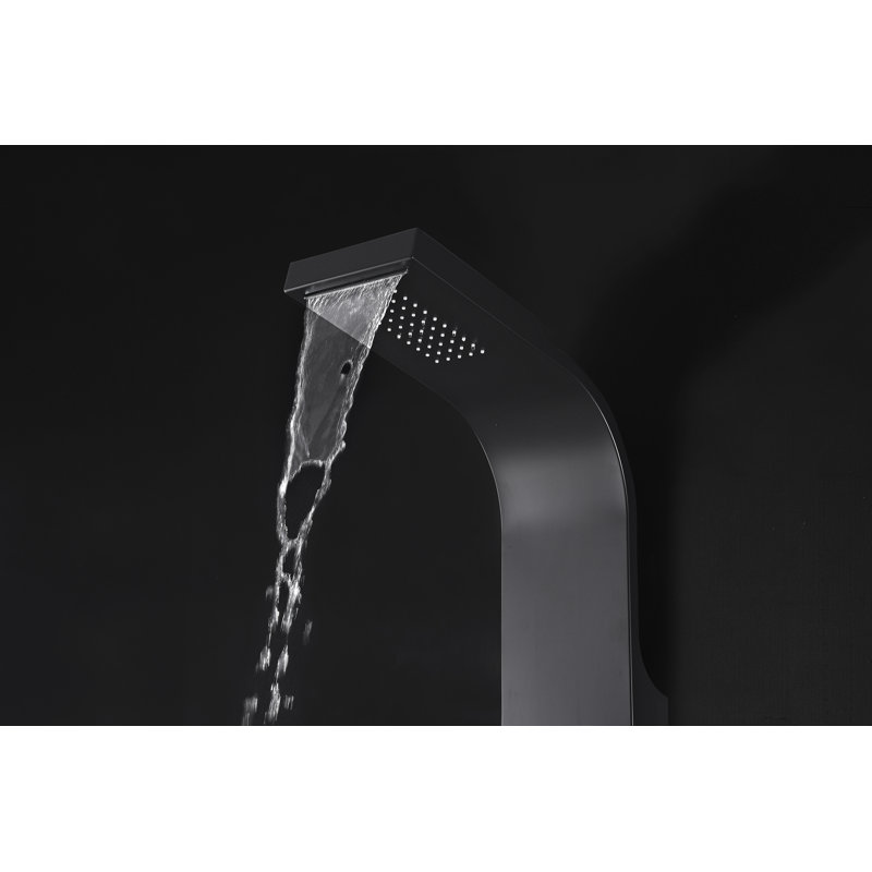 Black Aluminum 66'' Shower Panel with Rain Shower Head