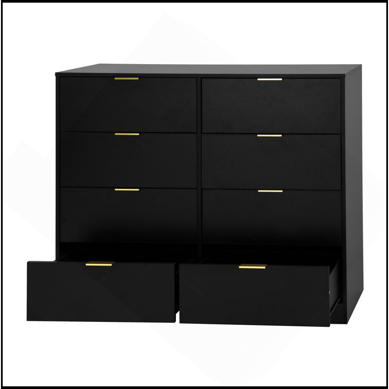 Commode 8 tiroirs pour chambre à coucher, commode de chambre moderne en bois, commode 8 tiroirs, commode haute pour placard, organisateur de commode pour le salon, placard, couloir noir