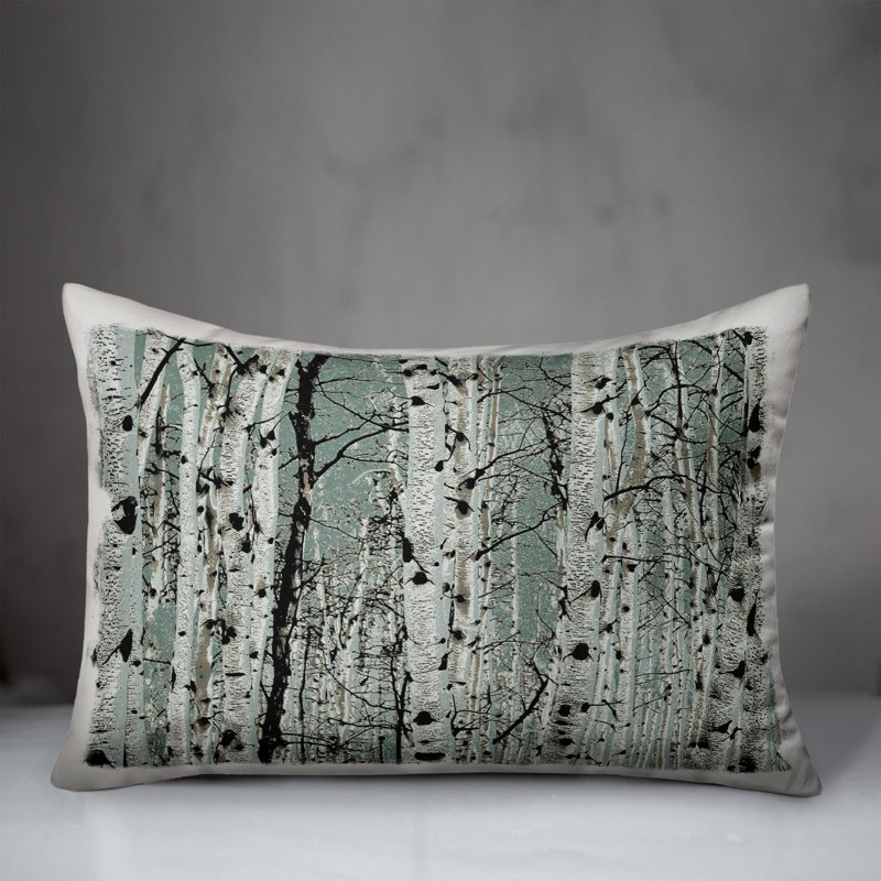  Housse et insert de coussin rectangulaire bleu sarcelle Winter Birches