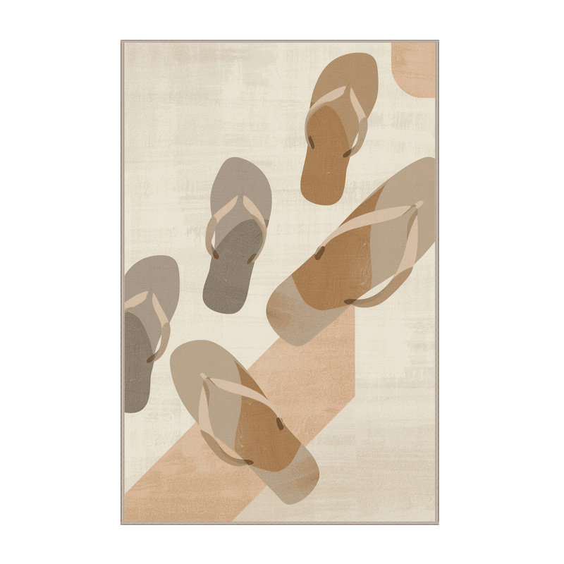 Tapis beige uni lavable à la machine de couleur moderne Brentwood, 7 x 10