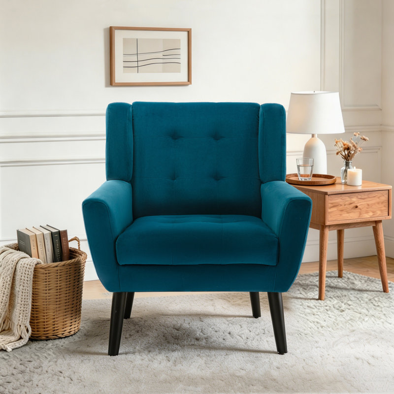 Fauteuil d'appoint Bolanle, Velours sarcelle