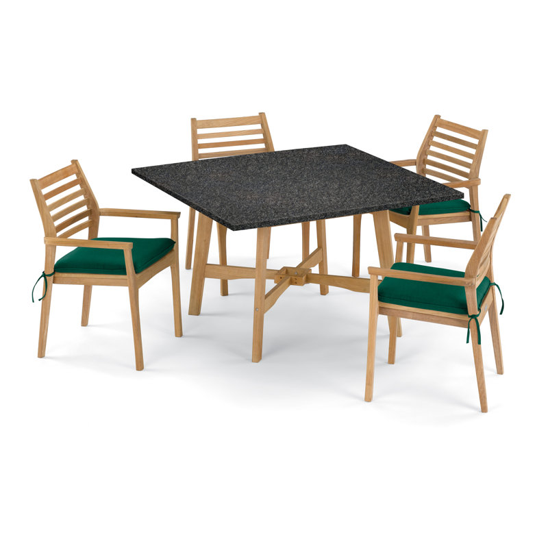 Ensemble repas 5 pièces avec coussins Huggins, Vert forêt