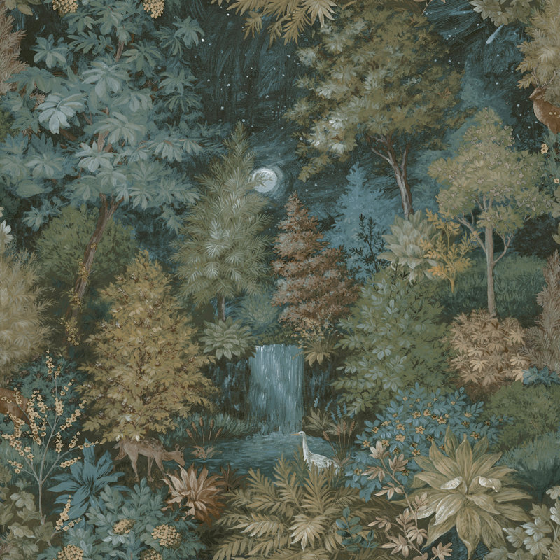 Papier peint bleu sarcelle Mid-Woods, Sarcelle