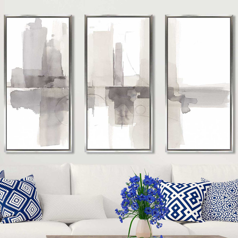 " Improvisation II Gray Crop " 3 - Pieces, 33.5" H x 52.5" W x 2" D