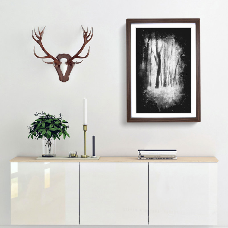 Forest Blur - Framed Print, 45cm H x 33cm W x 2cm D, Walnut Framed