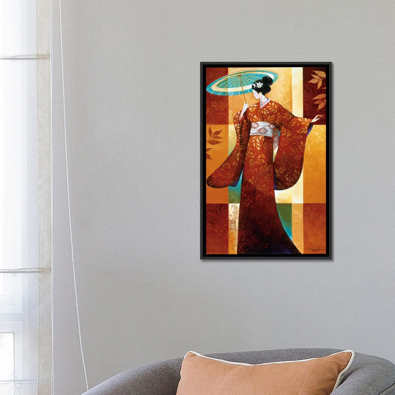 «Misaki», impression sur toile, H 26 po x l 18 po x P 1,5 po, Toile avec cadre noir, Pas de tapis