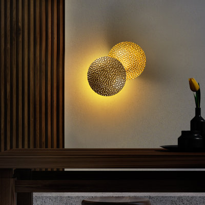 Elegant Gold Wall Lamp with Metal Body, 8.3 x 8.3 x 5.9 inches | IP20 Rated, SMD LED 5W 3000K | Perfect for Living Room, Bedroom, or Hallway - Modern Design with Durable Metal Base Plate