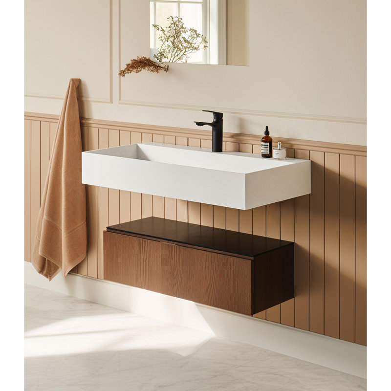 30" X 18" Matte White Solid Surface Wall Mounted Bathroom Yoga Sink - Spacious And Modern For Spa Stylish
