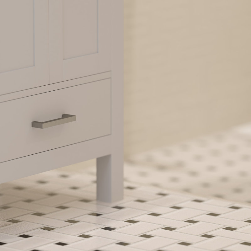 White Solid Wood Bathroom Vanity Cabinet with Brushed Nickel Hardware