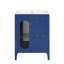 Meuble-lavabo bleu 24 po avec lavabo, tablette réglable, deux tiroirs, porte, porte en bois massif et finition