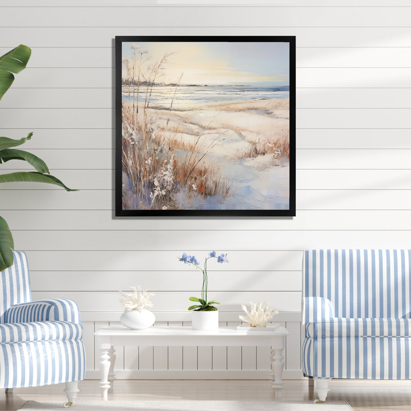 «Coastal Beach Charm Retreat VI», reproduction sur toile, H 30 po x l 30 po x P 1 po, Cadre simple noir