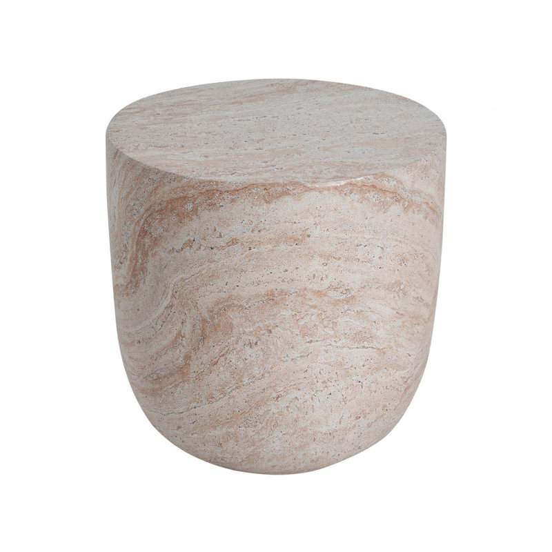 Table d'appoint d'extérieur / d'intérieur en béton léger, finition travertin
