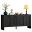 Buffet Archway 63 po à 4 portes en placage de bois massif avec design arqué et étagères réglables, grand buffet/crédence pour salon, cuisine ou entrée (noir)-1835013025