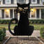 Piquet de jardin en métal avec silhouette de chat noir