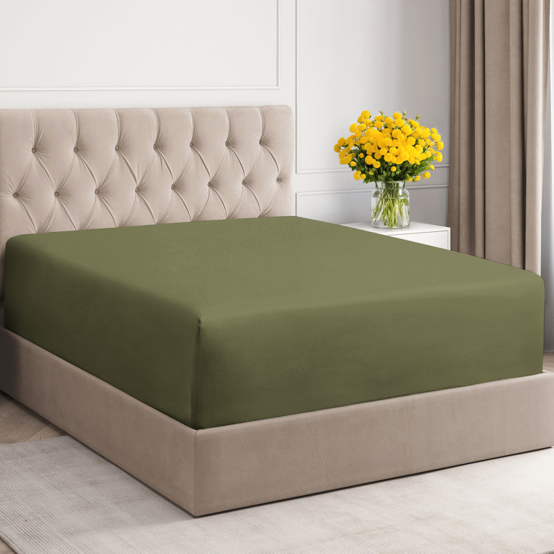 Extra Deep Pocket Fitted Sheet Only, Cooling & Breathable Bed Sheet, Soft, Fits 18–24 Inch Mattress, Twin, Sage Green