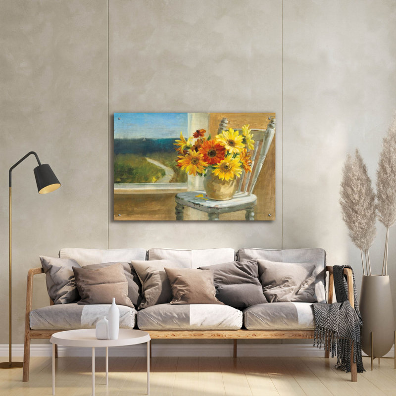  «Sunflowers By The Sea» par Danhui Nai, art mural en verre acrylique, 36 po x 24 po