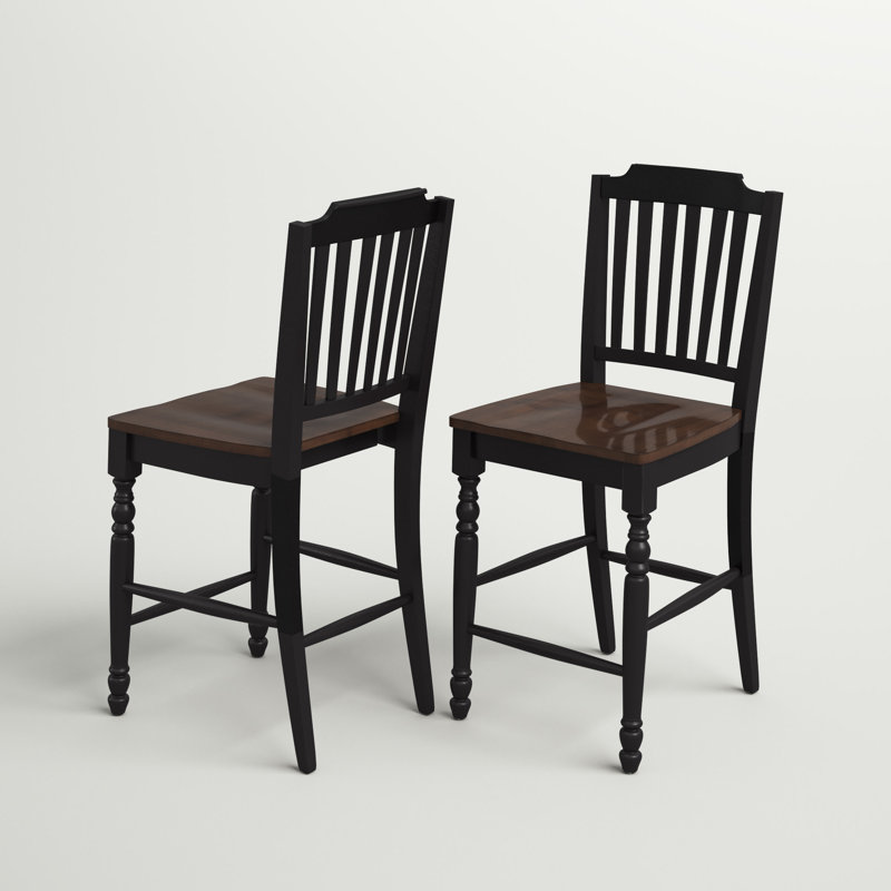 Tabouret de comptoir en bois massif 24 po Annadiane, Noir antique