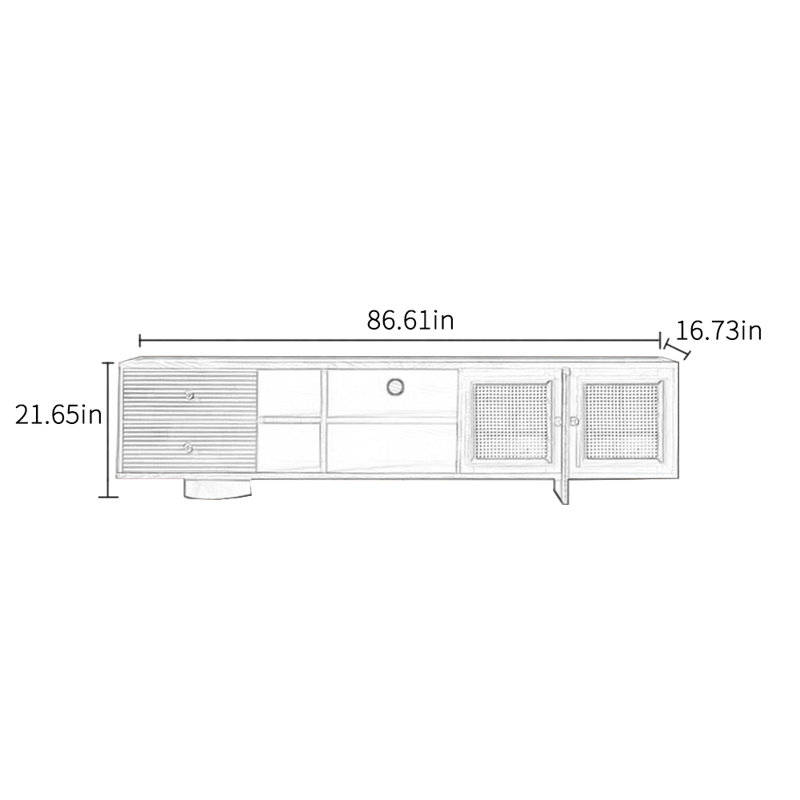 Meuble télé en rotin rétro, 86.61"