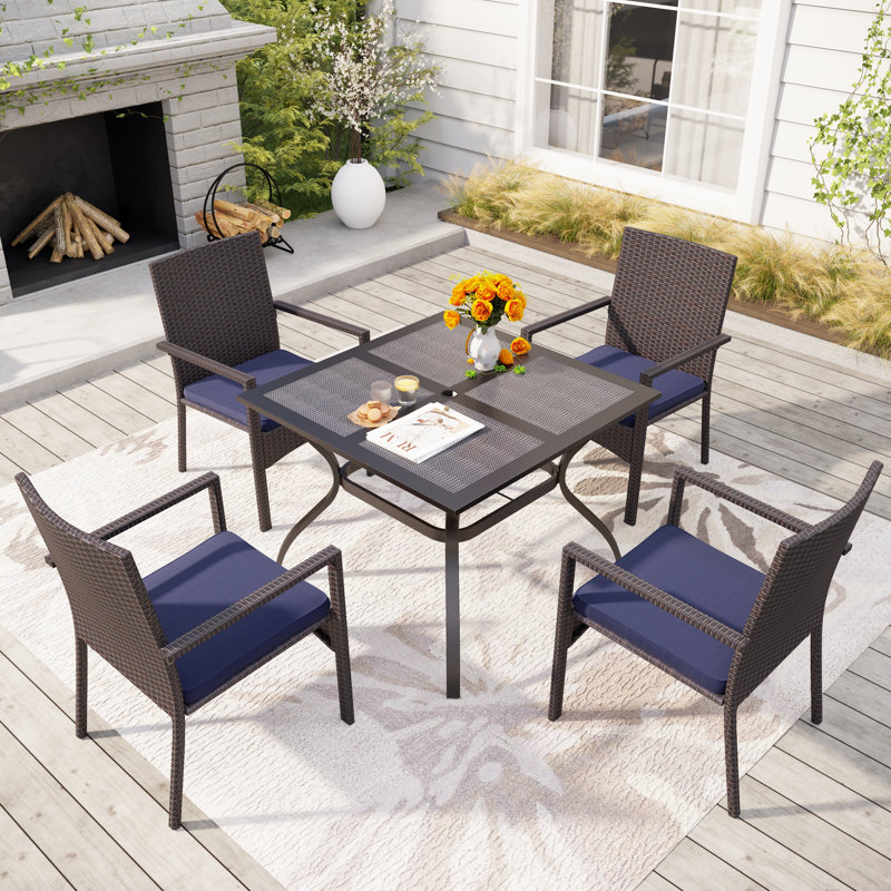 Alyah 4 - Person Patio Dining Set with Square Table , Cushions Included