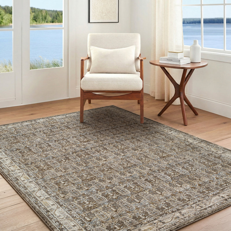 Moroccan Area Rug, Rectangle 200 x 290 cm, Taupe/Brown/Grey