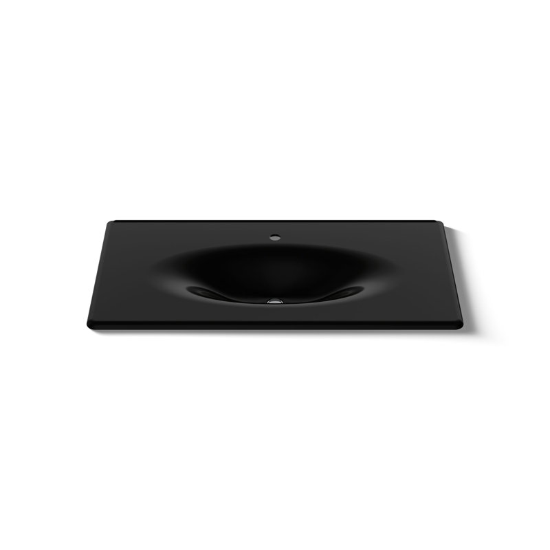 Fer / Impressions 43 "Fonte One-Piece surface et lavabo intégré avec un seul trou pour robinet, Noir noir, Single