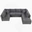 Grey Chenille With Square Arms Sofa-654000343