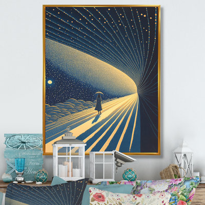 Marchant vers la pleine lune - reproduction d'art sur toile
