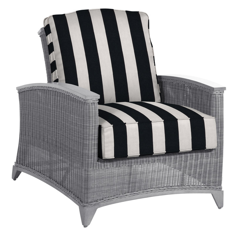 Fauteuil inclinable Astoria tissé - raphia / chêne, Pas de soudure, Sunbrella® ‑ Cabana à rayures minuit