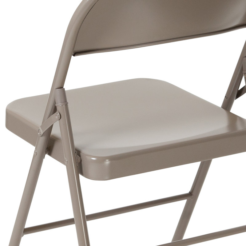 Double Braced Metal Folding Chair, Grey