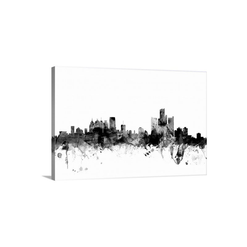 «Detroit Michigan Skyline» par Francy, impression, H 20 po x l 30 po x P 1,5 po, Toile