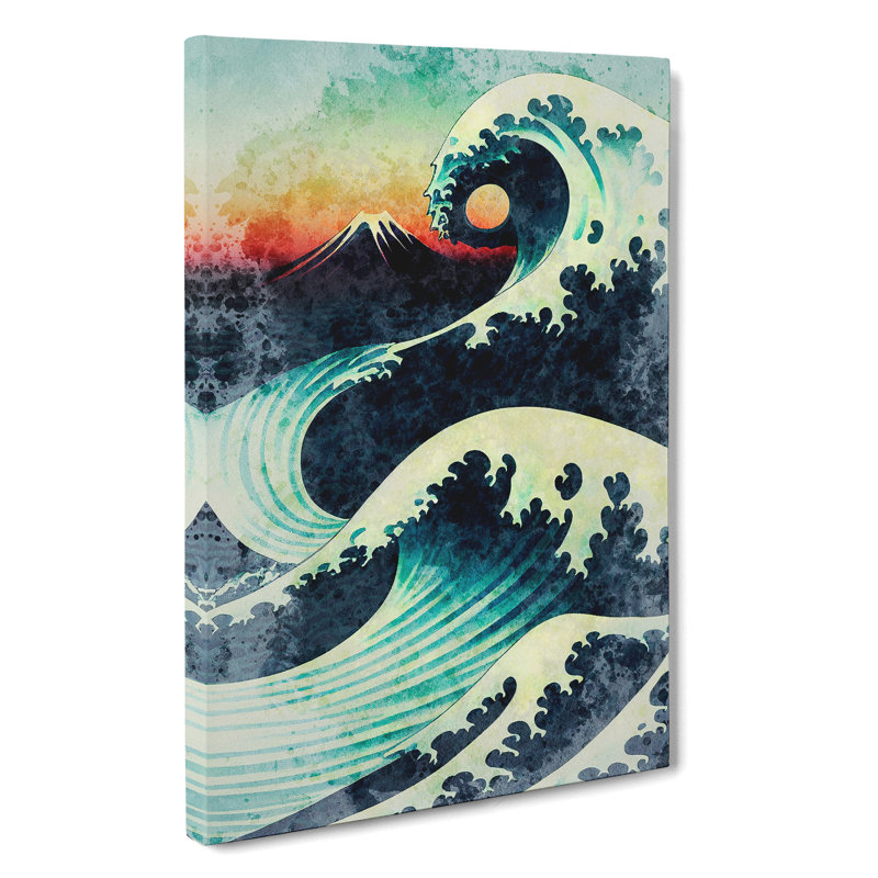 Watercolour Japanese Wave No.1 - Wrapped Canvas, 50cm H x 35cm W x 3cm D