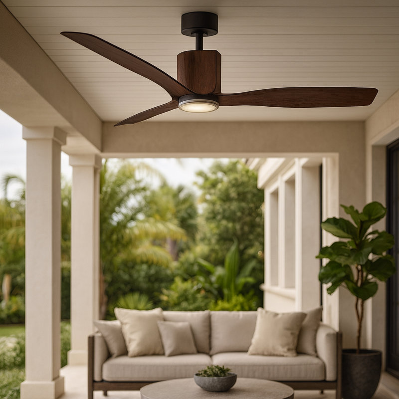 Ventilateur intelligent DEL 54 "Hvenley Fan Sven Levy, Noir, Bois flotté