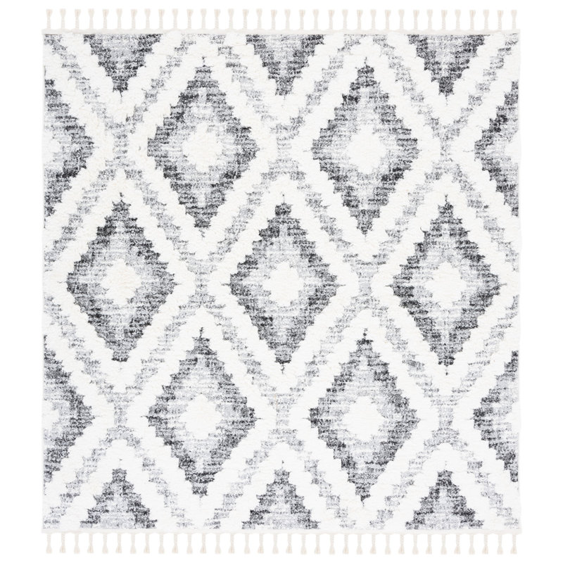 Aidaliz Tassel Shag Performance Southwestern Rug, Square 6'7"