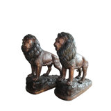 Nifao Collection Lifesized Pair of Lions Bronze Statues 58" x 30" x 62"H