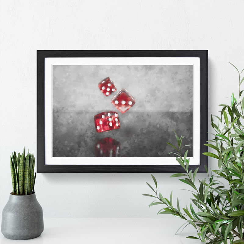 Rolling the Dice - Picture Frame Painting, 36cm H x 48cm W x 2cm D, Black Framed
