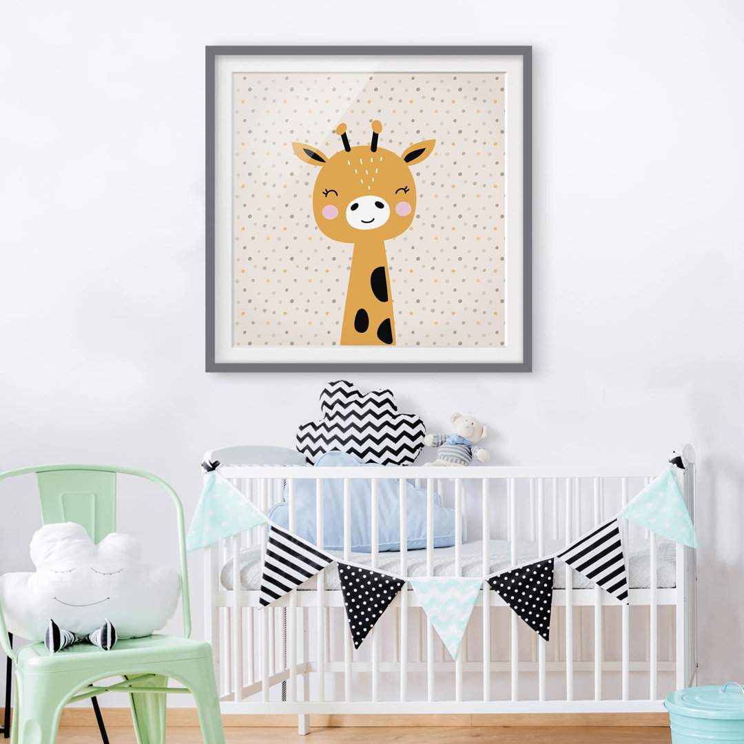 Gerahmtes Papierbild Baby Giraffe