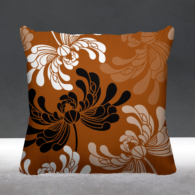 Coussin décoratif intérieur / extérieur Marilyn, 17 po x 17 po, Orange brûlé, Carré