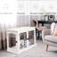 Table de bout petite cage pour chien, porte verrouillable, deux ouvertures, décoratif, blanc