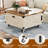 Square Coffee Table with Charging Station, Center Tablle With Stoare Sensor Lights, Storage Cabinet & Locking Casters
