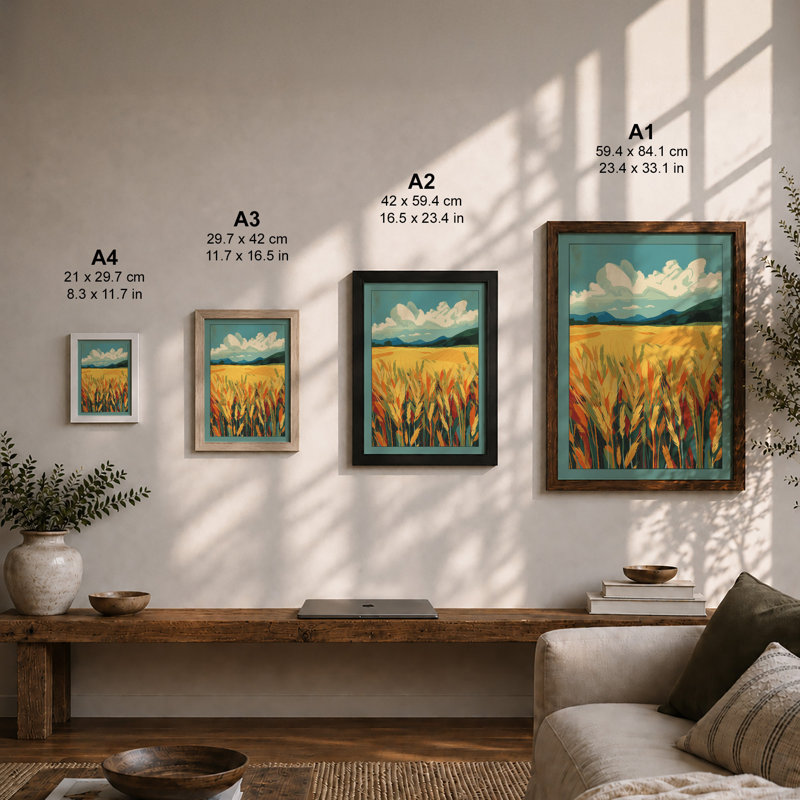 Golden Fields At Horizon Modern - Print, Unframed, A2 - 59.4 x 42.0 cm