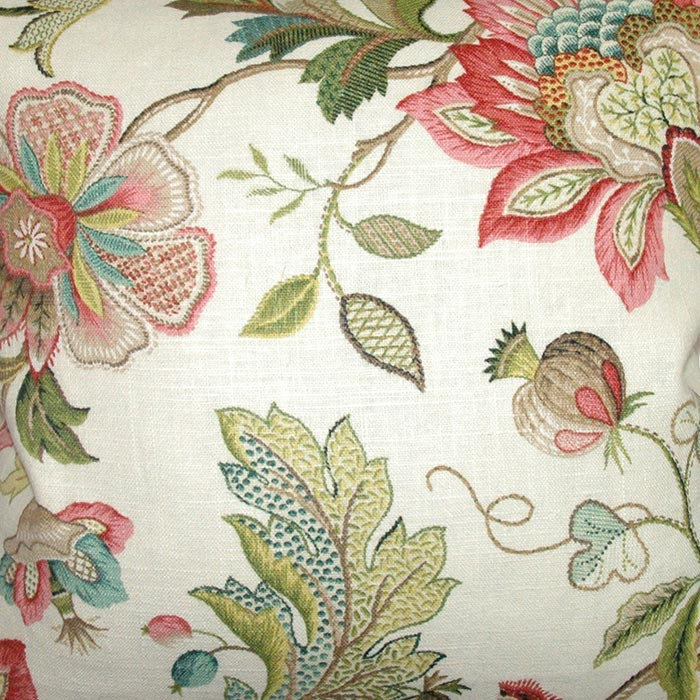 Floral Cotton Blend Reversible Throw Pillow, 20" H x 20" W