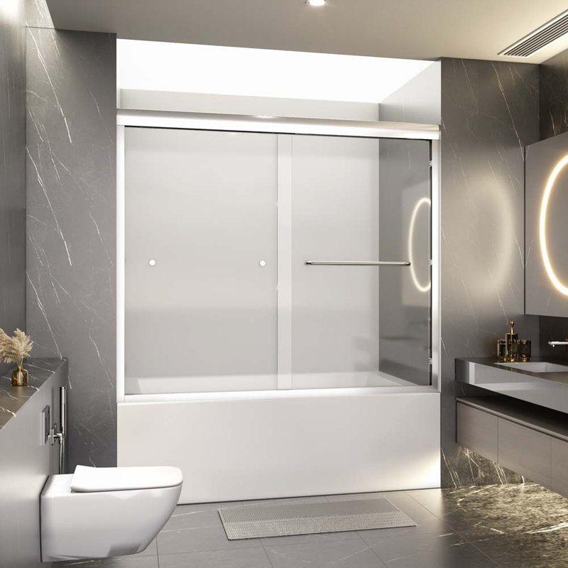 Porte de baignoire semi-sans cadre l 56 po x H 58 po, Vers la gauche