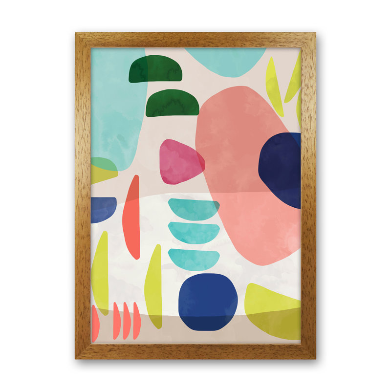 Organic Bold Shapes - Print, 88cm H x 64cm W x 3cm D, Brown Framed