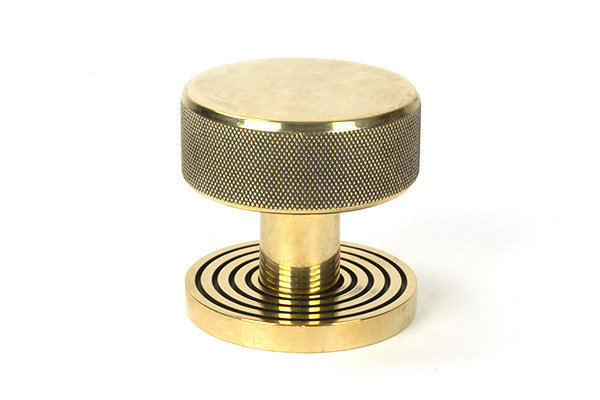 Brompton Interior Mortise Knobset, Aged Brass