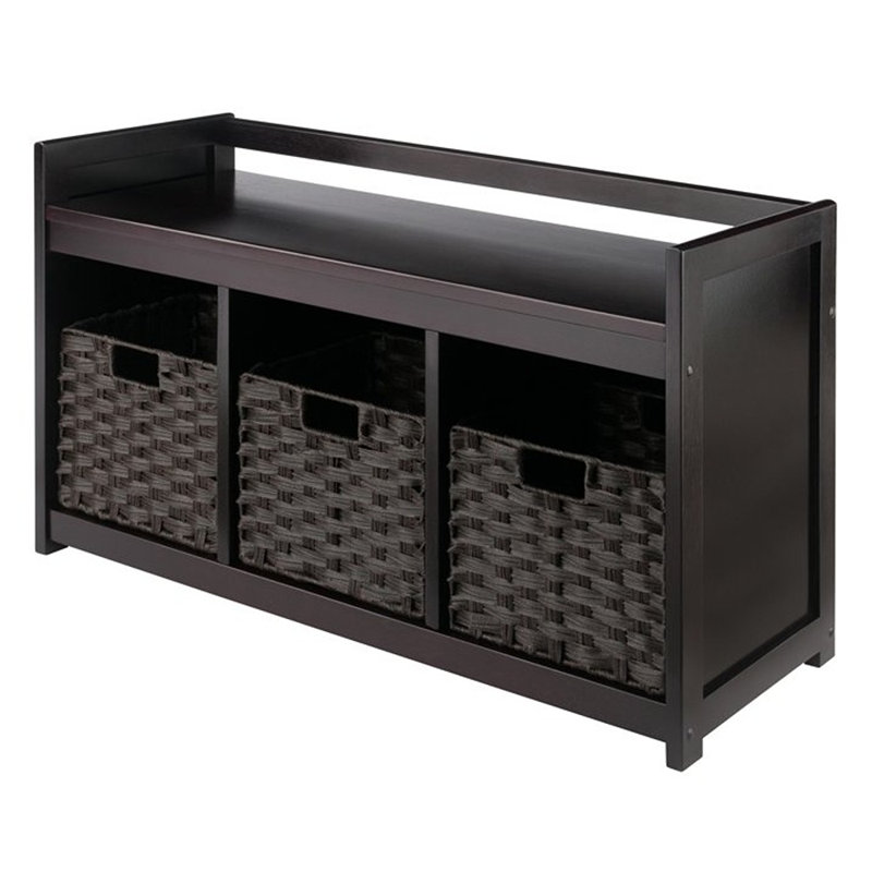 Robeto Upholstered Bench with Baskets