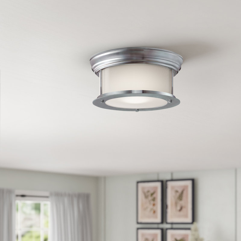 Plafonnier encastré 2 lumières Planas, H 5 po x l 10,75 po, Nickel brossé