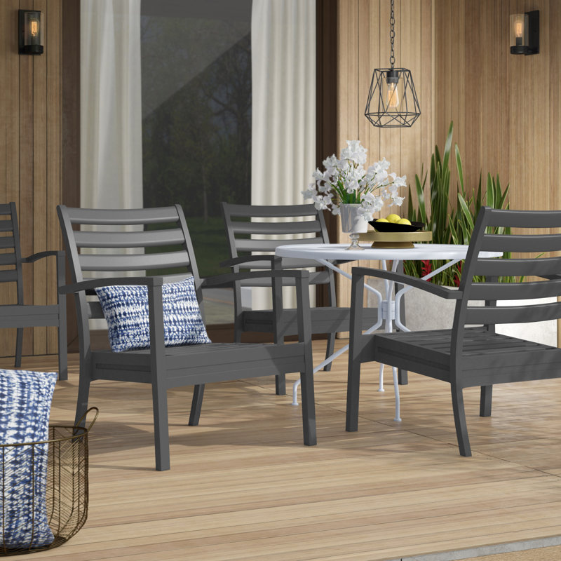 Quadis Upholstered Club Chair, Dark Gray, Canvas Natural Sunbrella® Canvas